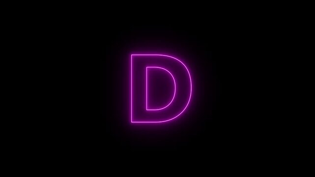 Minimal Black Background with Glowing D Letter. 4k animation video...
