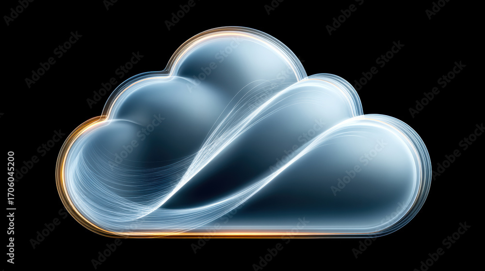 Poster futuristic cloud network folder data flowing with glowing light and smooth lines evoking dynamic dig
