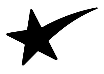 Black shooting star icon png bold shape, transparent background