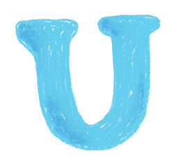 Letter U png crayon font, transparent background
