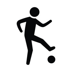 Person Kicking Football Vector Pictogram Isolated on White Background