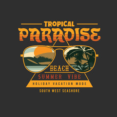 Tropical Paradise beach summer vibe sun glass vector graphic