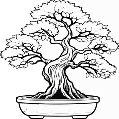 Bonsai Tree Illustration An Artistic Rendering of Nature's Beauty and Tranquility in Miniature Form