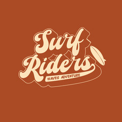 Surf Riders waves adventure surf board retro graphic