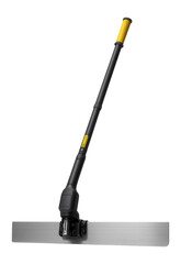 Long-reach vibrating screed with a telescopic handle and battery power for hard-to-access areas.