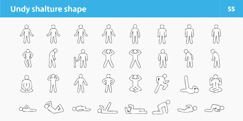 Obraz premium Collection of simple line art human figures in various poses and actions representing different postures and movements