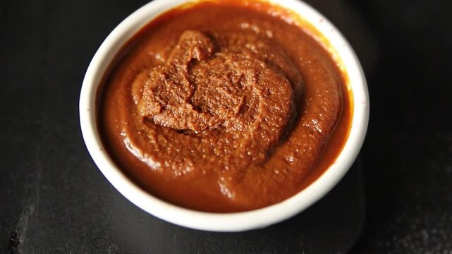 Miso paste spice thick soybean paste for cooking Japanese food tasty snack fresh gourmet food background on the table rustic food top view copy space