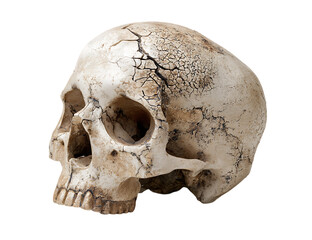 Obraz premium Cracked human skull isolated on transparent background
