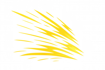 Vibrant yellow spikes radiating outward, generating dynamic energy against transparent backdrop