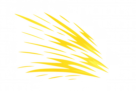Vibrant yellow spikes radiating outward, generating dynamic energy against transparent backdrop - Powered by Adobe