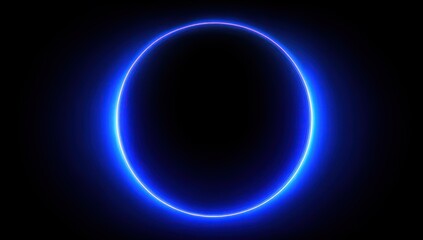 A vibrant, luminous blue circle glows against a dark backdrop, creating a captivating and modern design element.