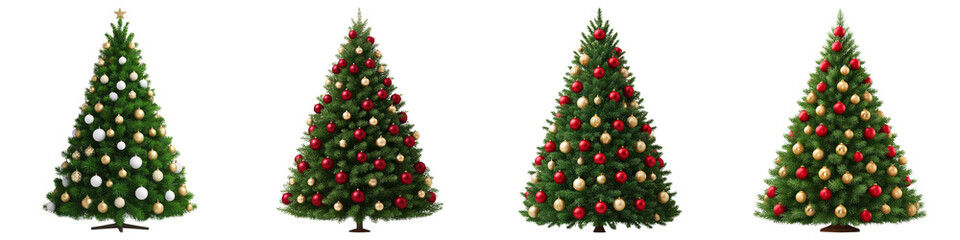 Decorated christmas tree with ornaments, festive, green pine, holiday, realistic photo