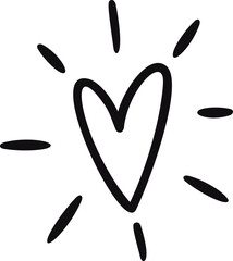 Doodle glowing heart vector illustration