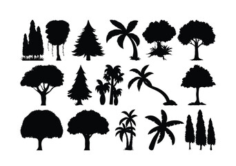 Tree Silhouette in Solid Black Vector Style for Nature, Landscape, and Graphic Design