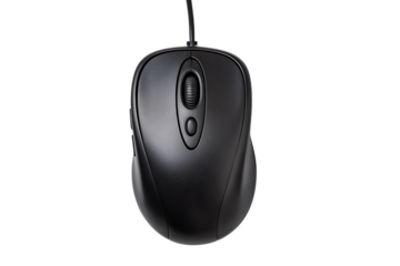 Black computer mouse isolated on transparent background