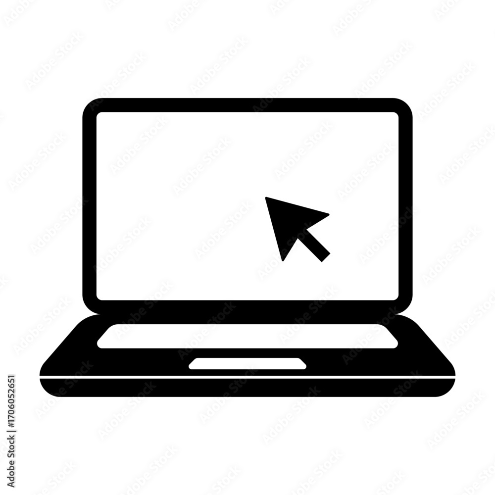 Aufkleber set of laptop vector icons on differents style with pointer or cursor icon. notebook screen. monitor