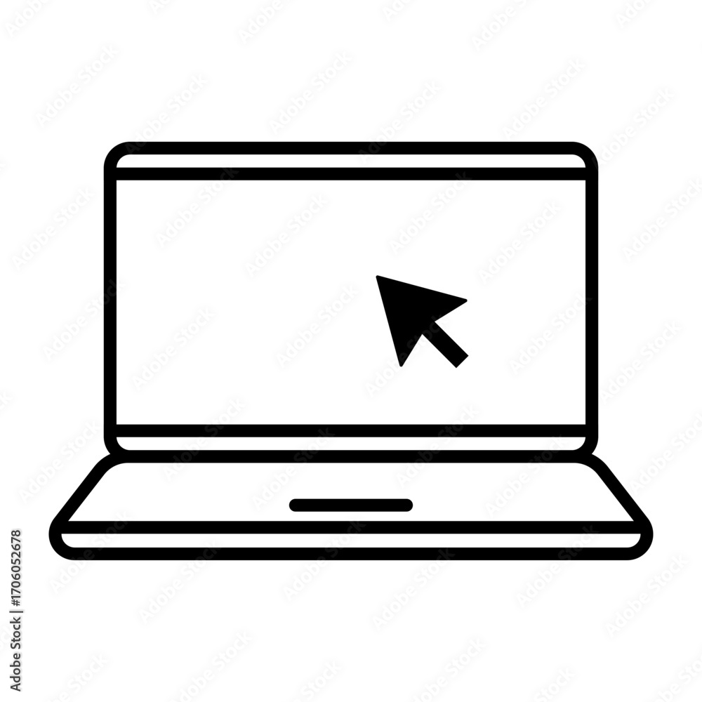 Aufkleber set of laptop vector icons on differents style with pointer or cursor icon. notebook screen. monitor
