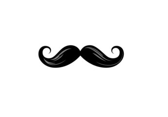Stylized mustache silhouette isolated on transparent background