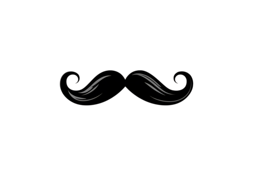 Stylized mustache silhouette isolated on transparent background