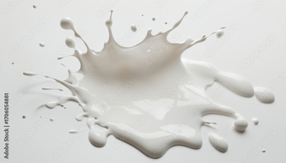 Aufkleber white milk splashing on a white surface in a marbled pattern, creating a stunning visual display of 