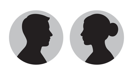 Side view man and woman silhouette avatars in profile