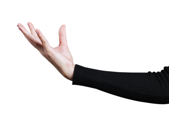 Hand gesture png mockup presenting on an invisible object
