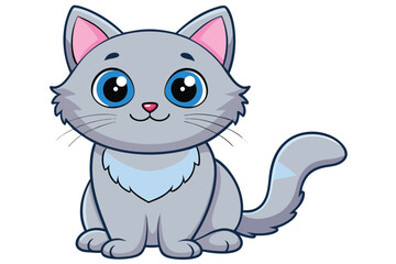 Cute cartoon kitten illustration big round eyes adorable pet