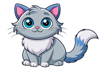 Cute cartoon kitten illustration with big round eyes