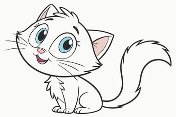 Cute cartoon kitten illustration big round eyes playful