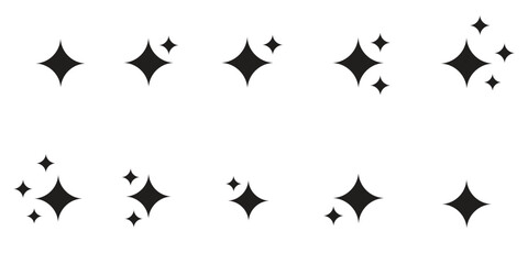 Collection of Sparkle and Glitter Graphics Diverse Starbursts Representing Cleanliness Freshness and Magical Effects for Design and Illustration Purposes