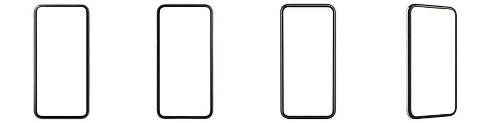 Smartphone mockup blank screen isolated on transparent background, modern digital device