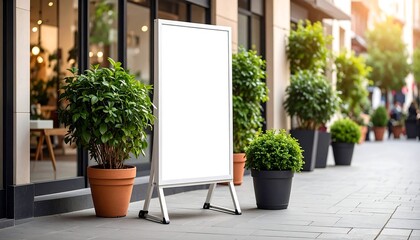 Blank sign in front of shops