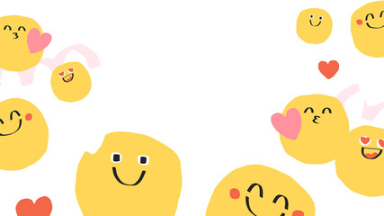 PNG transparent background of cute doodle emoji with heart sign