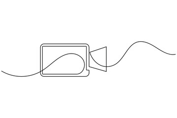 Video camera continuous one line drawing of great for film, media, and video production concepts