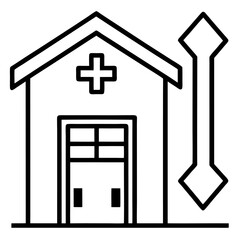 Simple hospital icon with pharmacy symbol medical facility emergency services healthcare system lifeline