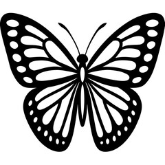 Elegant black and white butterfly silhouette with detailed wing patterns and antennae