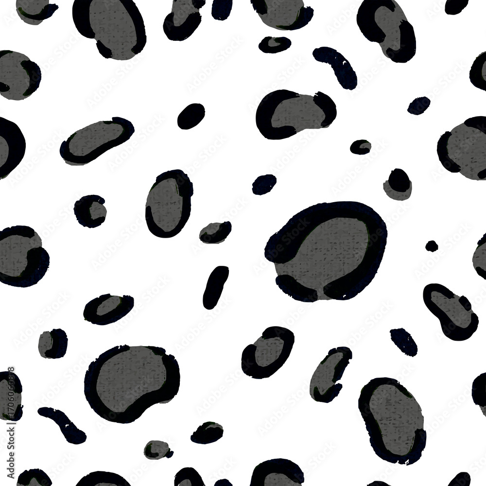 Poster leopard pattern png transparent background black paint style seamless design