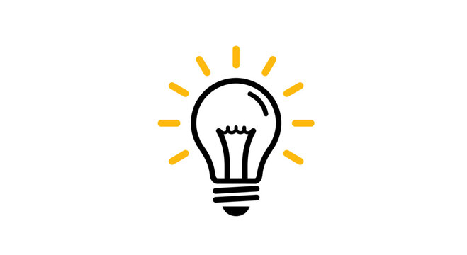 Bright idea concept with glowing lightbulb icon, symbolizing innovation and creativity.