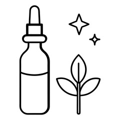 Natural skincare serum bottle with plant extract and sparkling effect for beauty products line