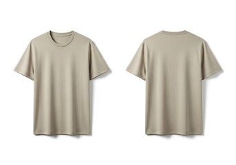 Plain T-Shirt Mockup Front and Back View on White Background.