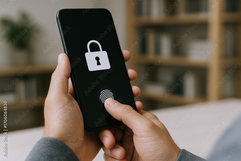 Poster smartphone security: fingerprint scanning for secure mobile access and data protection on modern dev