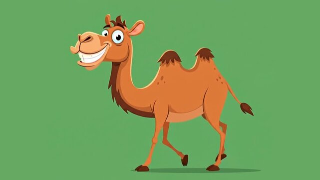 Cartoon camel illustration with friendly smile and bright background design