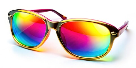 Macro Sunglasses Photography: Close-up Details of Stylish Shades on White