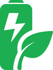 Green battery with leaf vector illustration