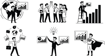 Business growth, success team, financial charts, global business, teamwork, data analysis, presentation, ideas, progress, leadership, business strategy