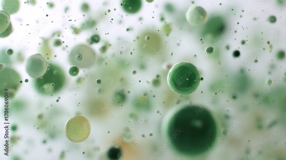 Aufkleber abstract green spheres floating in liquid background creating a calming and organic effect