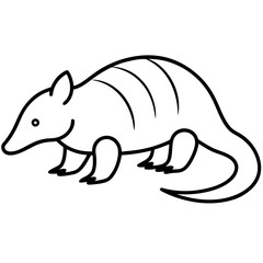 Simple line drawing of an armadillo in a side profile silhouette