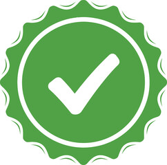 Green Approved Icon Element with White Check Mark in Circle