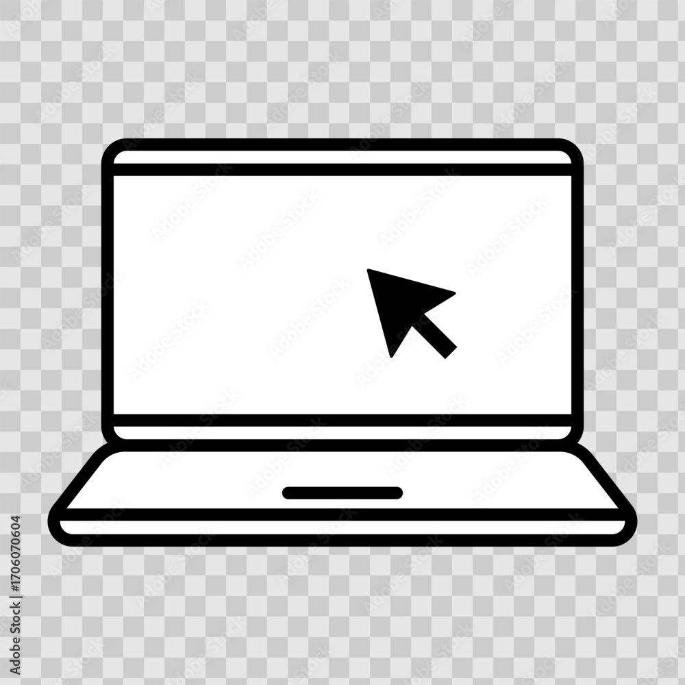 Aufkleber set of laptop vector icons on differents style with pointer or cursor icon. notebook screen. monitor