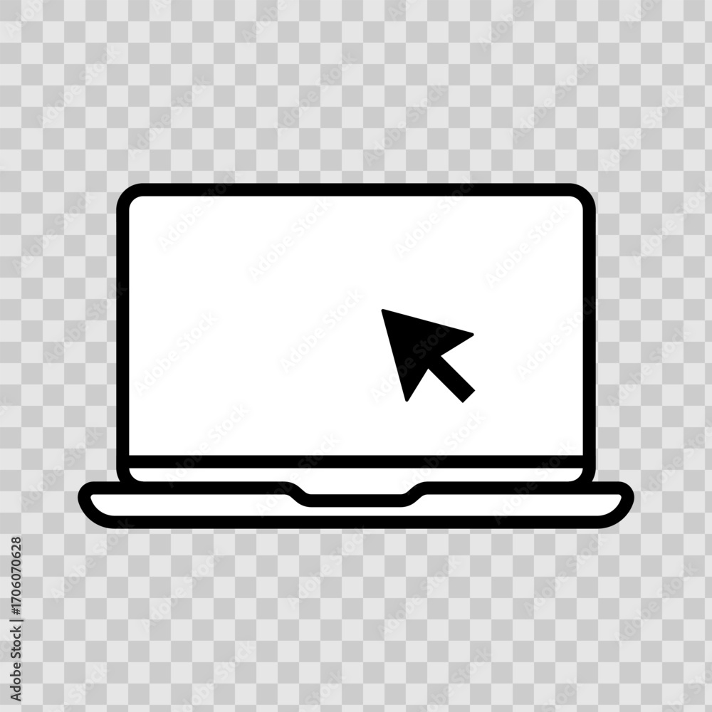Aufkleber set of laptop vector icons on differents style with pointer or cursor icon. notebook screen. monitor